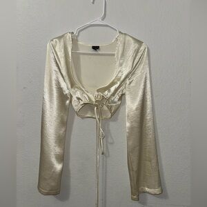 Shein Gold Satin Tie-Front Top